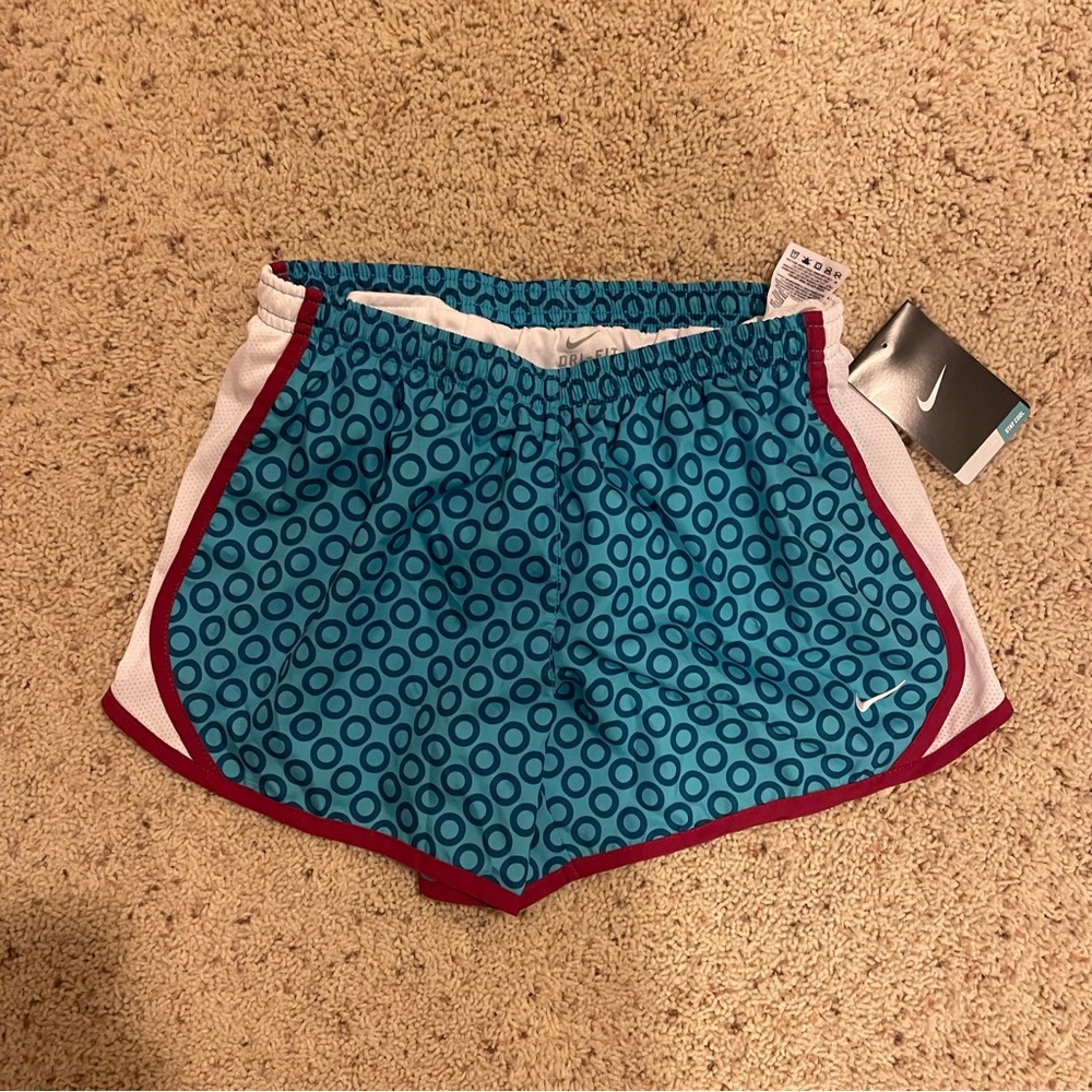 NWT girls size L Nike dri fit running shorts blue and mauve